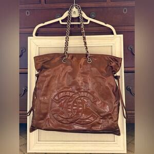 Chanel Bon Bon glossy metallic Bronze Patent Leather tote Vintage 2008